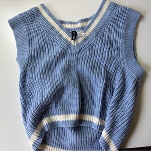 H&M Blue and White Knit Vest
